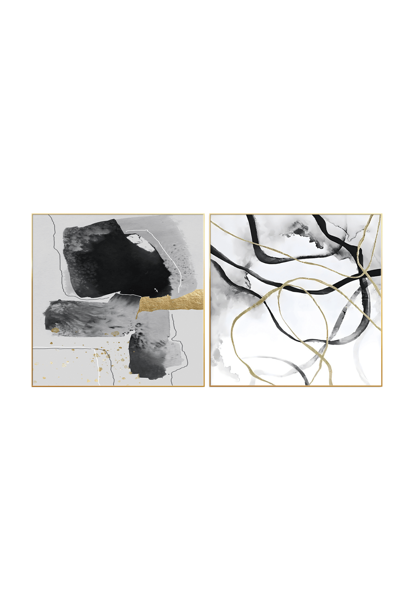 CP032041 Black, Gold, Gray, and White Abstract Design Canvas Prints Wall Decor